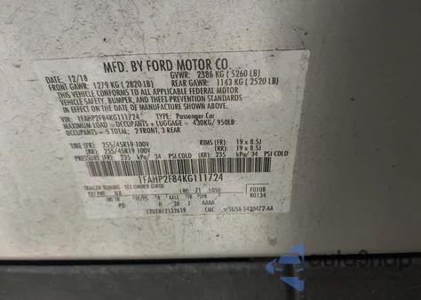 2019 Ford Taurus Limited из США, поврежденный, VIN 1FAHP2F84KG111724